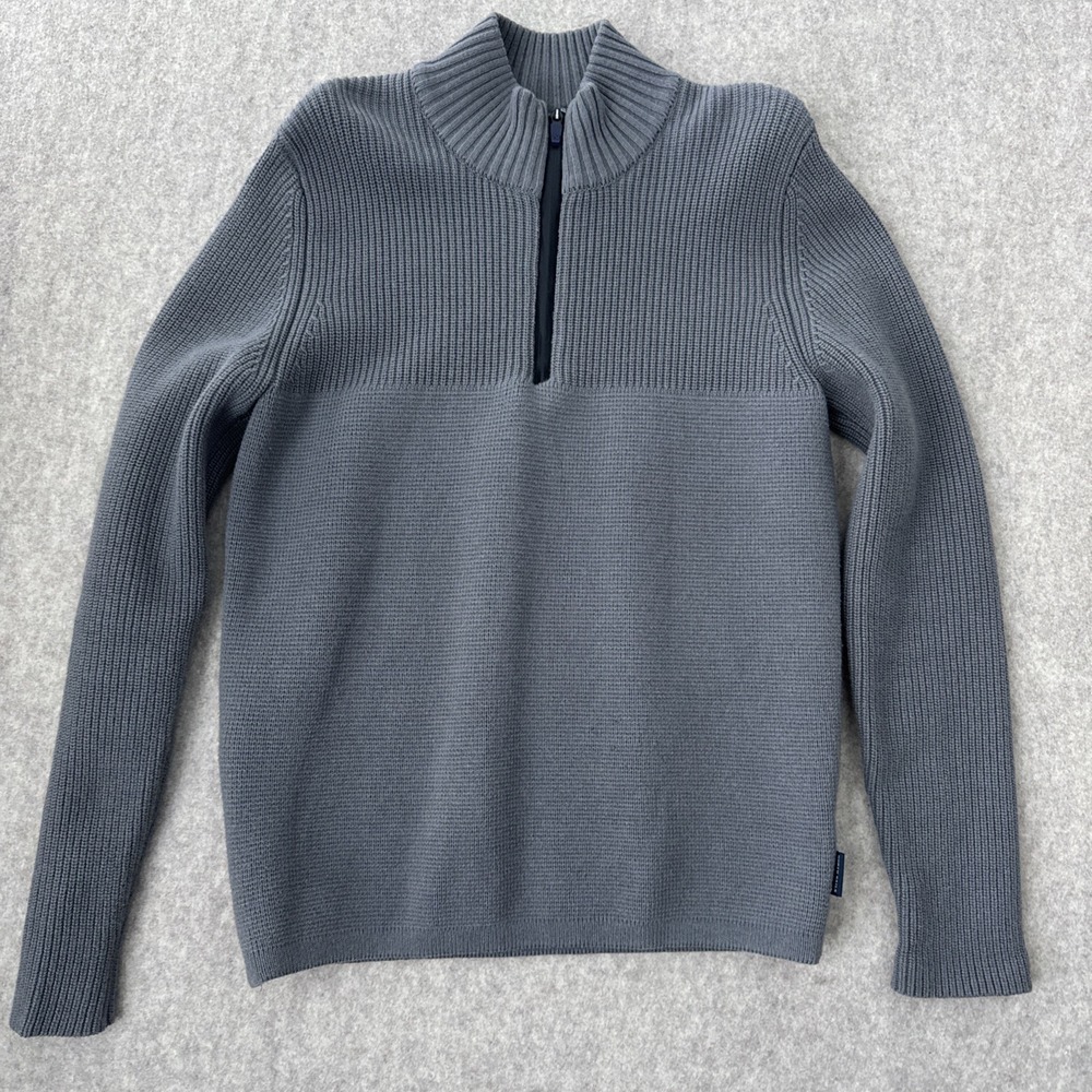 North Sails Half Zip Sweater Mens Medium Gray Pullover Ribbed Knit Wool Blend